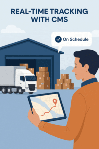 Freight management expert reviewing supply chain analytics