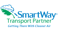 SmartWay Transport Partner logo with a cloud and leaf graphic, and the text: "Getting There With Cleaner Air.