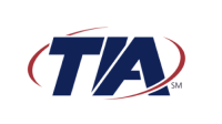 Logo featuring the bold letters "TIA" in dark blue with red and blue arcs surrounding them on a white background.